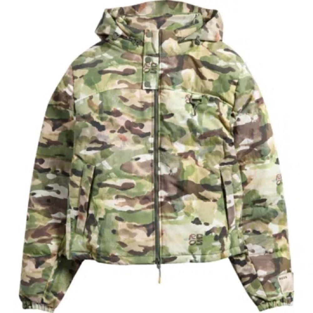 Reese Cooper Green Camouflage Puffer Jacket Nylon Puffer Jacket Size MENS L